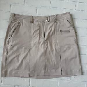 GGblue Luxe Sport Boca Women's Khaki Athletic Golf Zipper Pocket Skort -sz 12